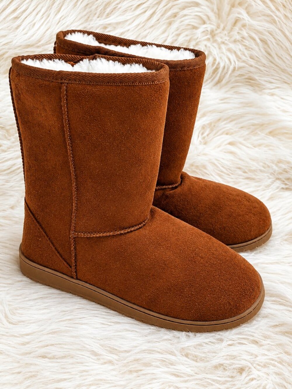Dawgs Brown Faux Suede Microfiber Mid-Calf Winter Boots SZ 6